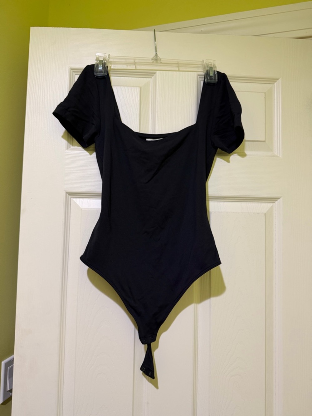 Aritzia Black Short-Sleeve Scoop Neck Bodysuit